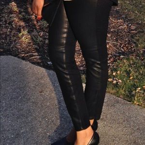 Faux Leather & Denim Pants